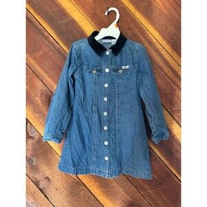 Old Navy Denim Long Sleeve Dress Size 4/5 with Velveteen Collar